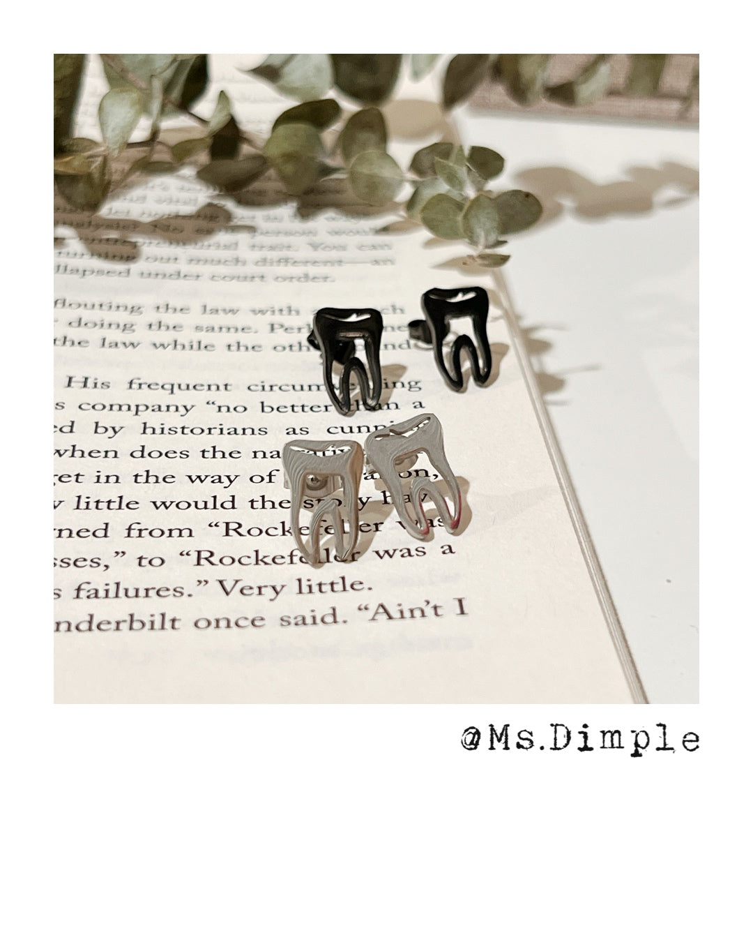 18k Gold Plated Stainless Steel Dentist Cute Tooth Earrings/Studs