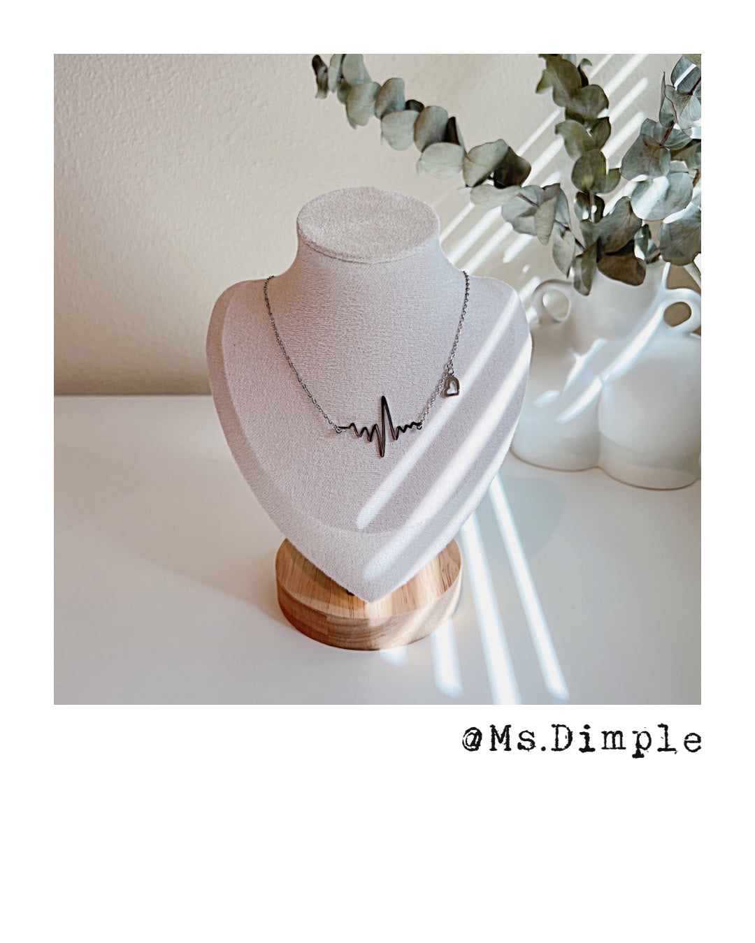18K Gold Plated Stainless Steel Heartbeat EKG Necklace