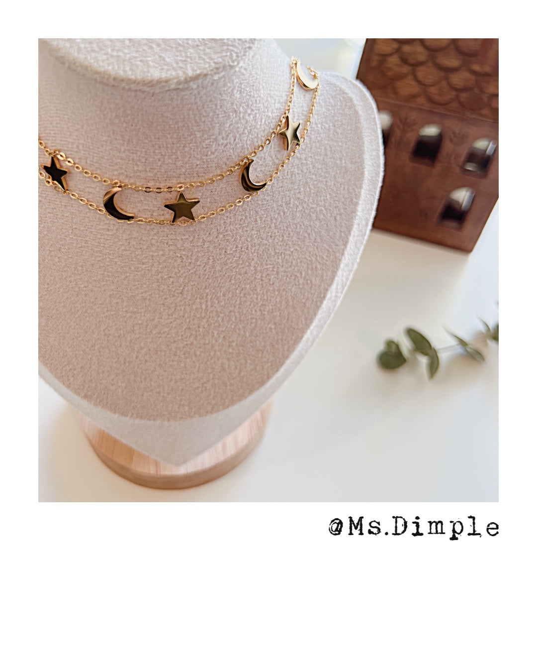 18K Gold Plated Stainless Steel Fly Me To The Moon 2 in 1 Set Necklace