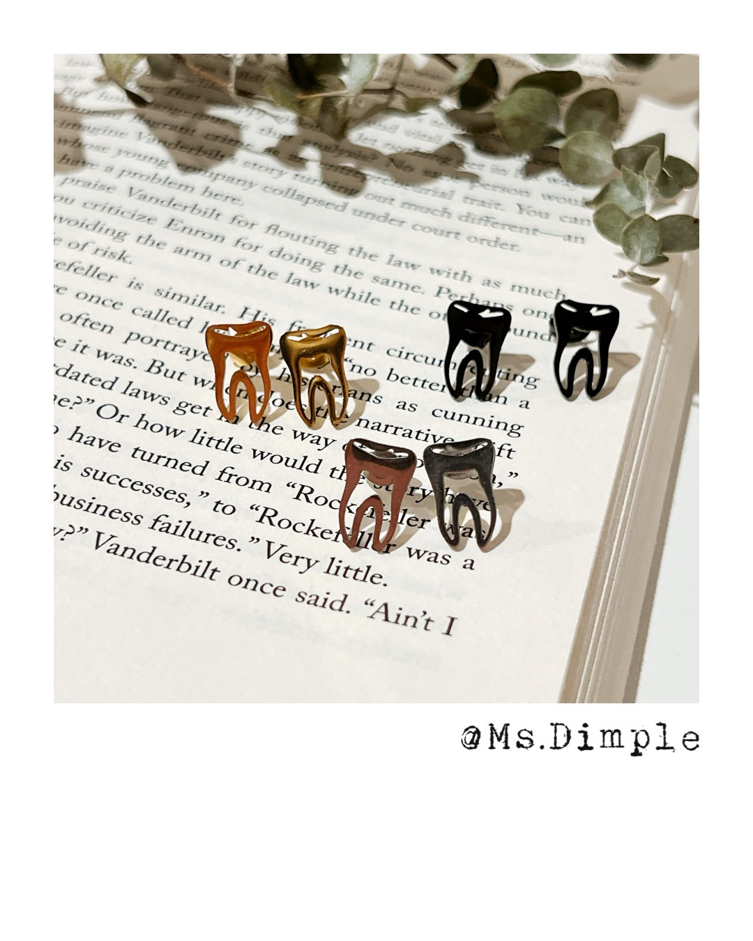 18k Gold Plated Stainless Steel Dentist Cute Tooth Earrings/Studs
