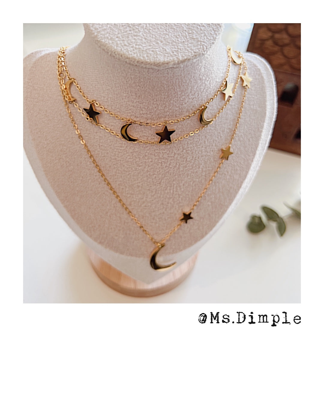 18K Gold Plated Stainless Steel Fly Me To The Moon 2 in 1 Set Necklace