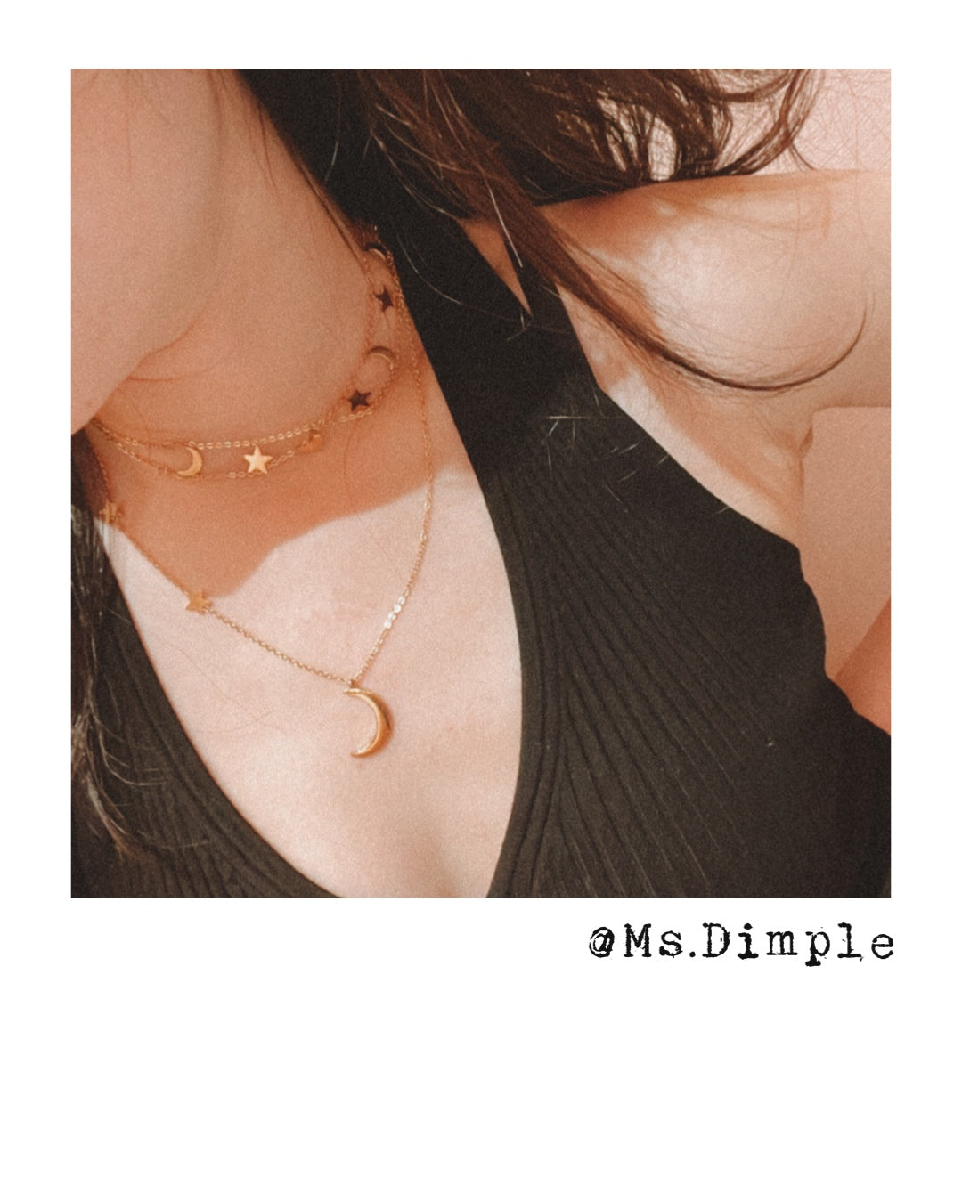 18K Gold Plated Stainless Steel Fly Me To The Moon 2 in 1 Set Necklace