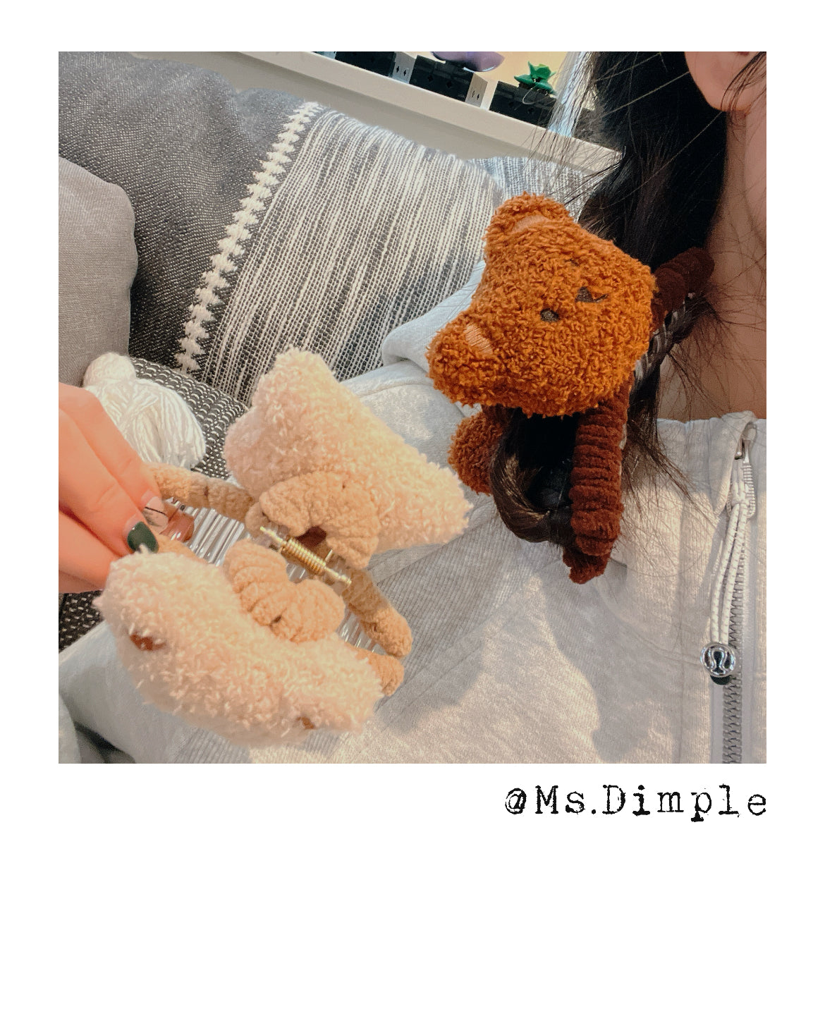 Cute Fluffy Beige And Brown Teddy Bear Claw Clips