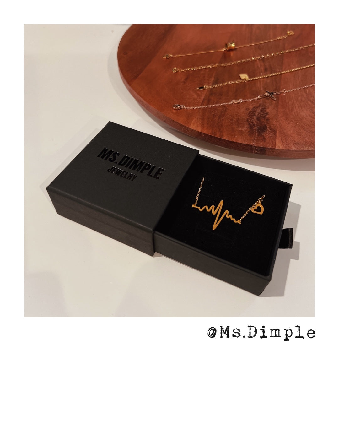 18K Gold Plated Stainless Steel Heartbeat EKG Necklace