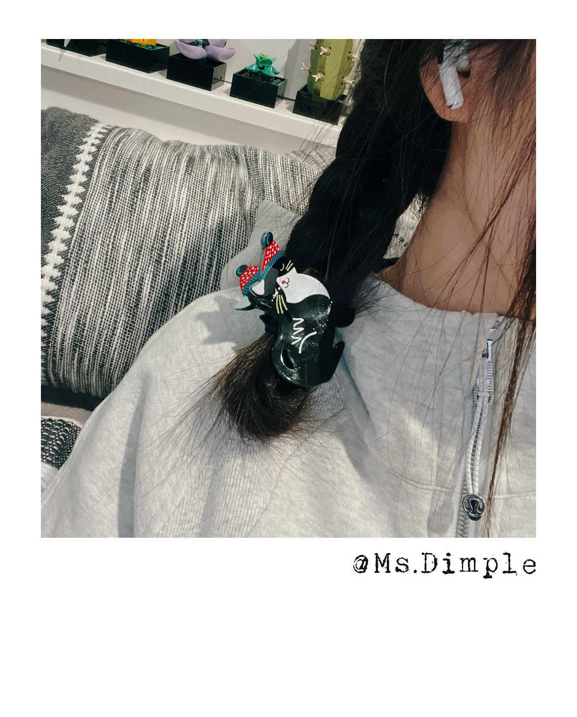 Christmas Gray Cat Hair Claw Clip