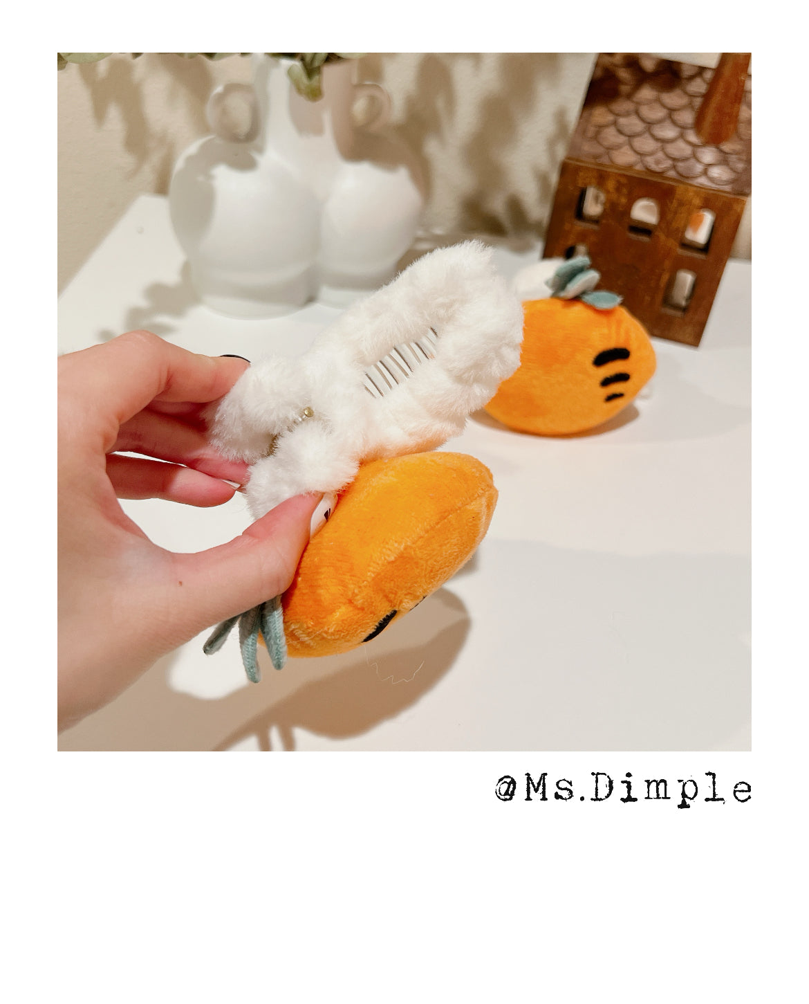 Fluffy Big Orange Hair Claw Clip