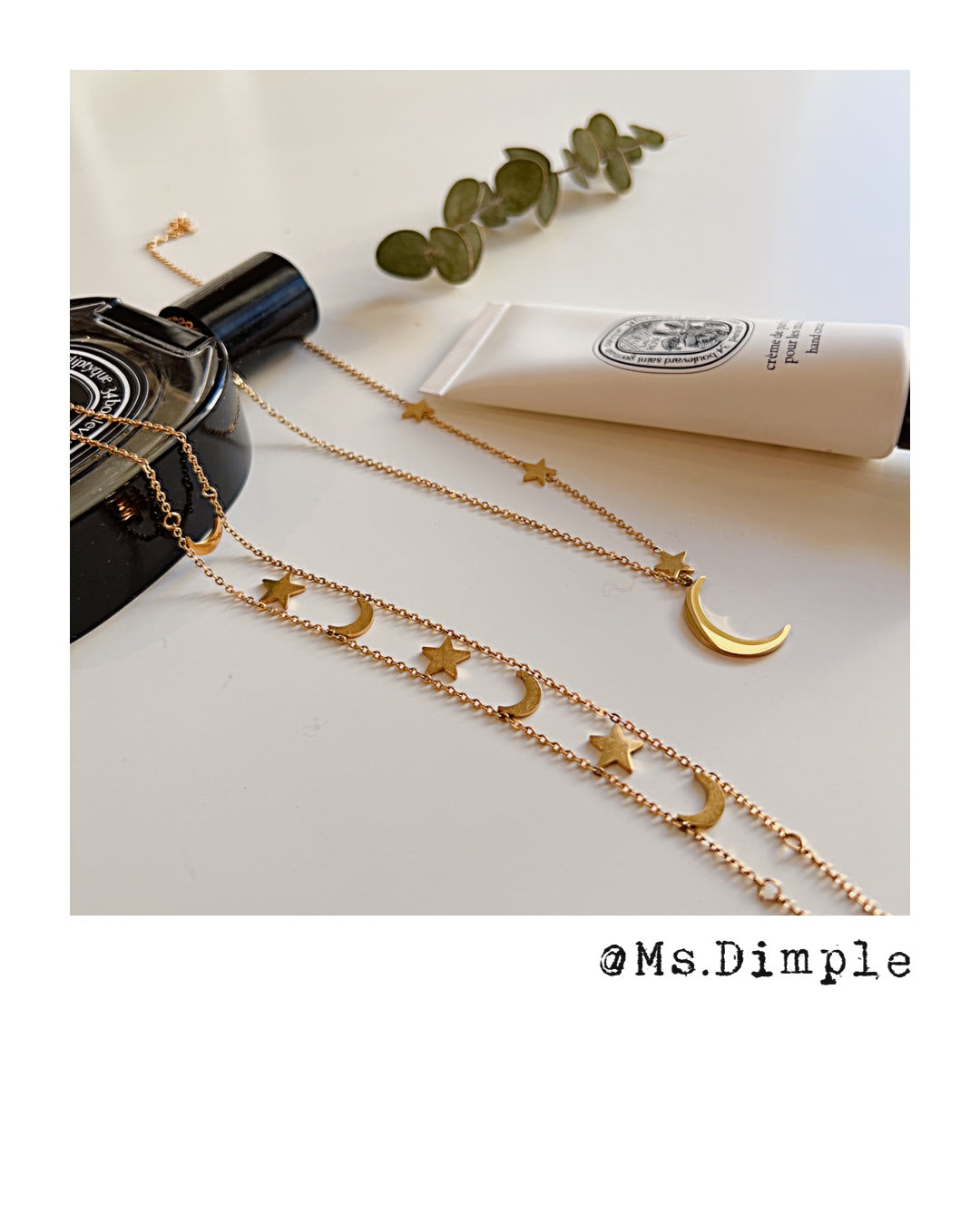 18K Gold Plated Stainless Steel Fly Me To The Moon 2 in 1 Set Necklace