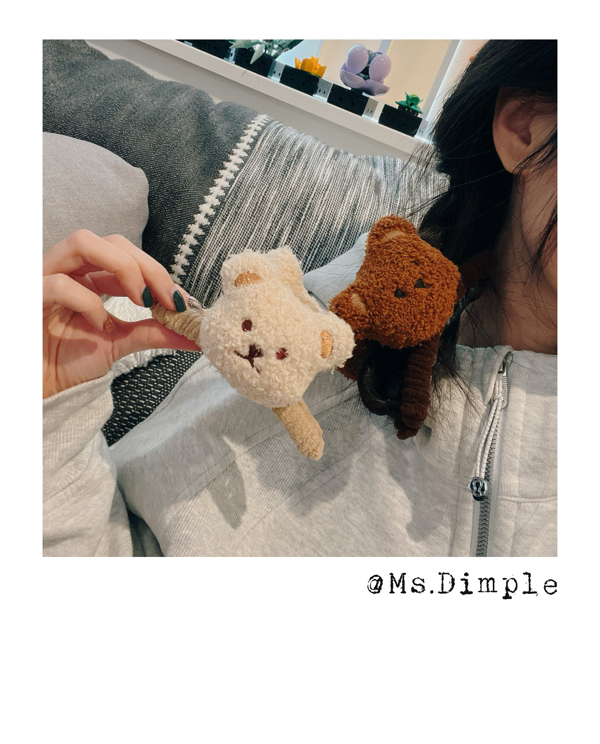 Cute Fluffy Beige And Brown Teddy Bear Claw Clips