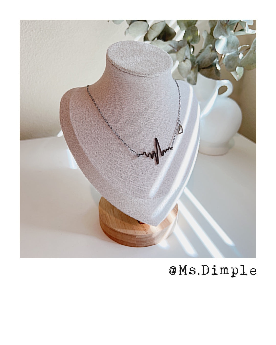 18K Gold Plated Stainless Steel Heartbeat EKG Necklace
