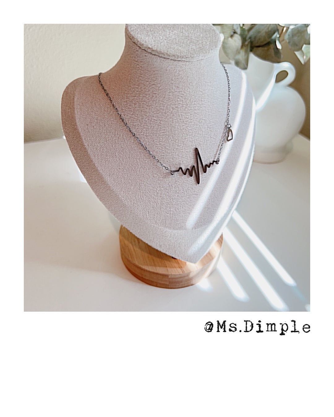 18K Gold Plated Stainless Steel Heartbeat EKG Necklace