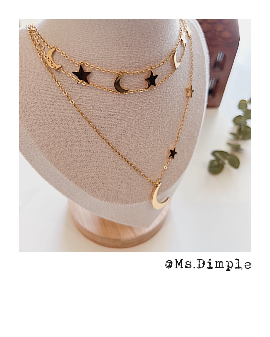 18K Gold Plated Stainless Steel Fly Me To The Moon 2 in 1 Set Necklace