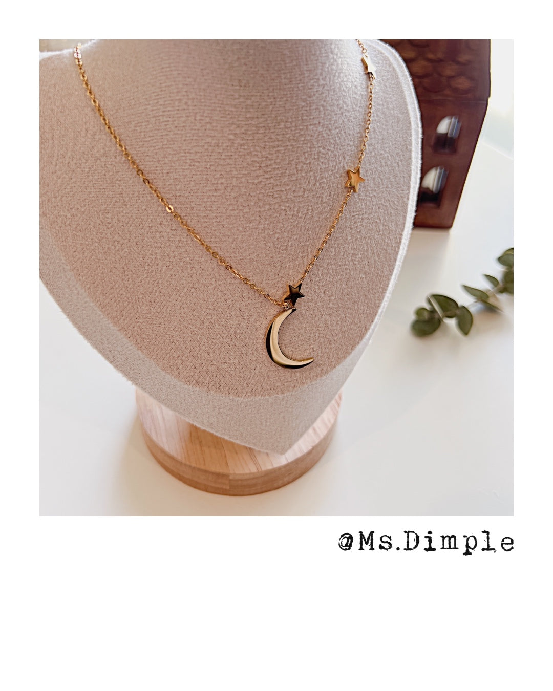 18K Gold Plated Stainless Steel Fly Me To The Moon 2 in 1 Set Necklace