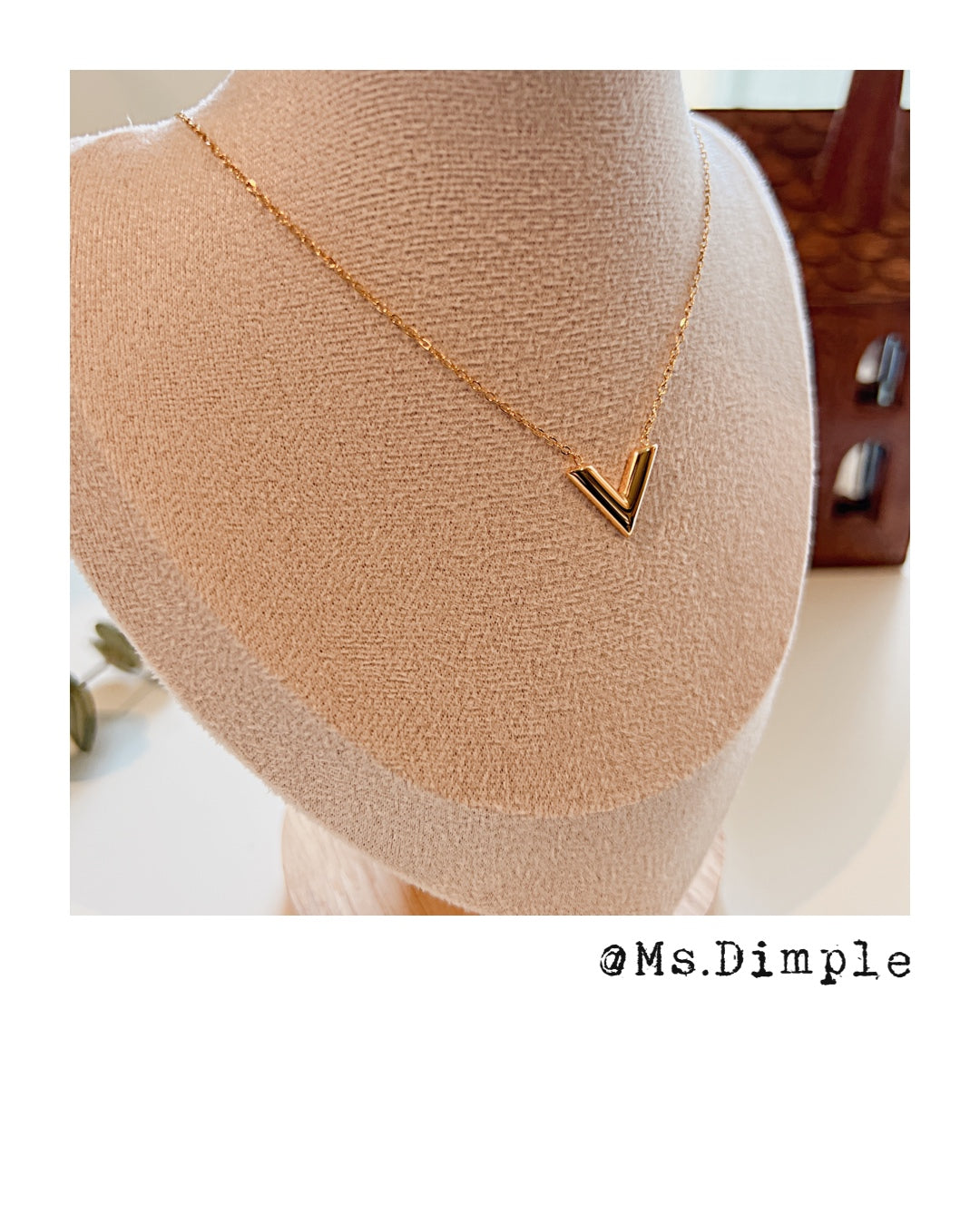 18k Gold Plated Stainless Steel V Shape Stylish Luxury Necklace