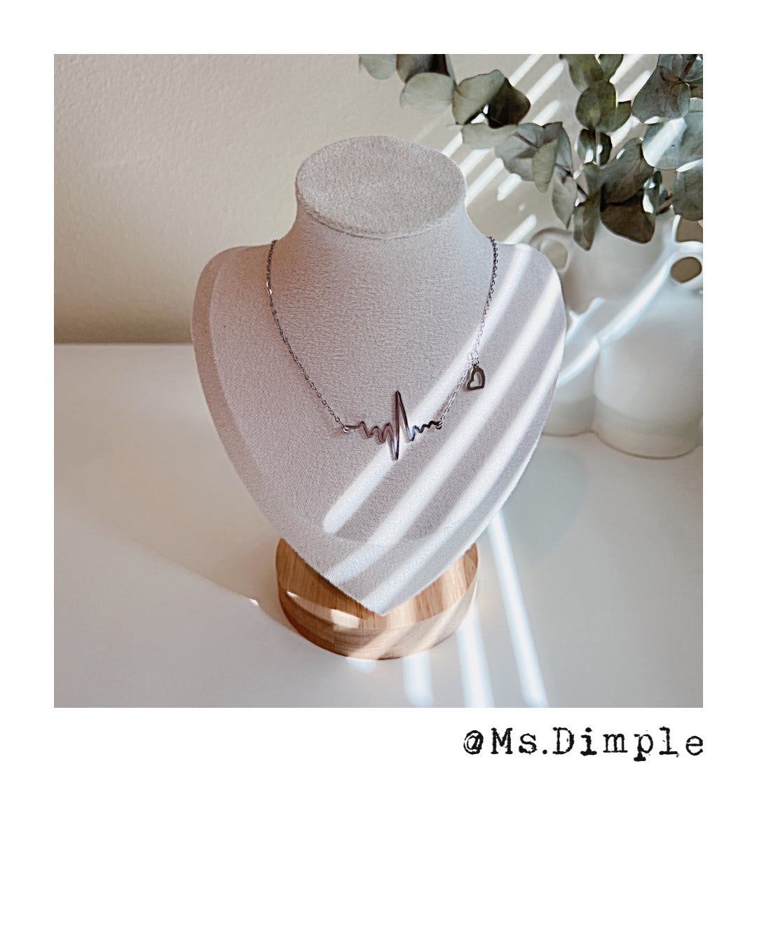 18K Gold Plated Stainless Steel Heartbeat EKG Necklace