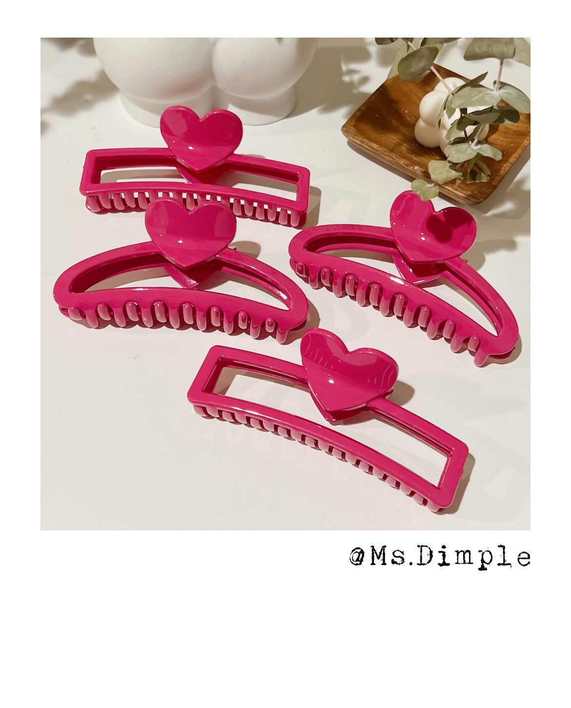 Big Pink Heart Valentines Day Hair Claw Clip