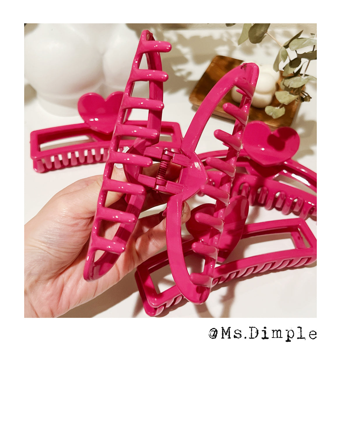 Big Pink Heart Valentines Day Hair Claw Clip