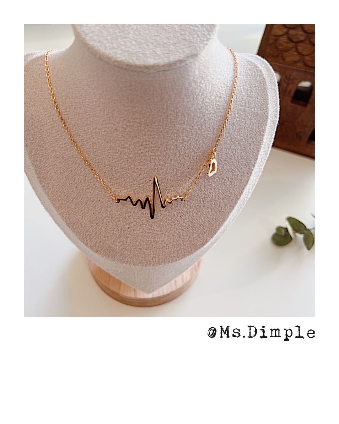 18K Gold Plated Stainless Steel Heartbeat EKG Necklace