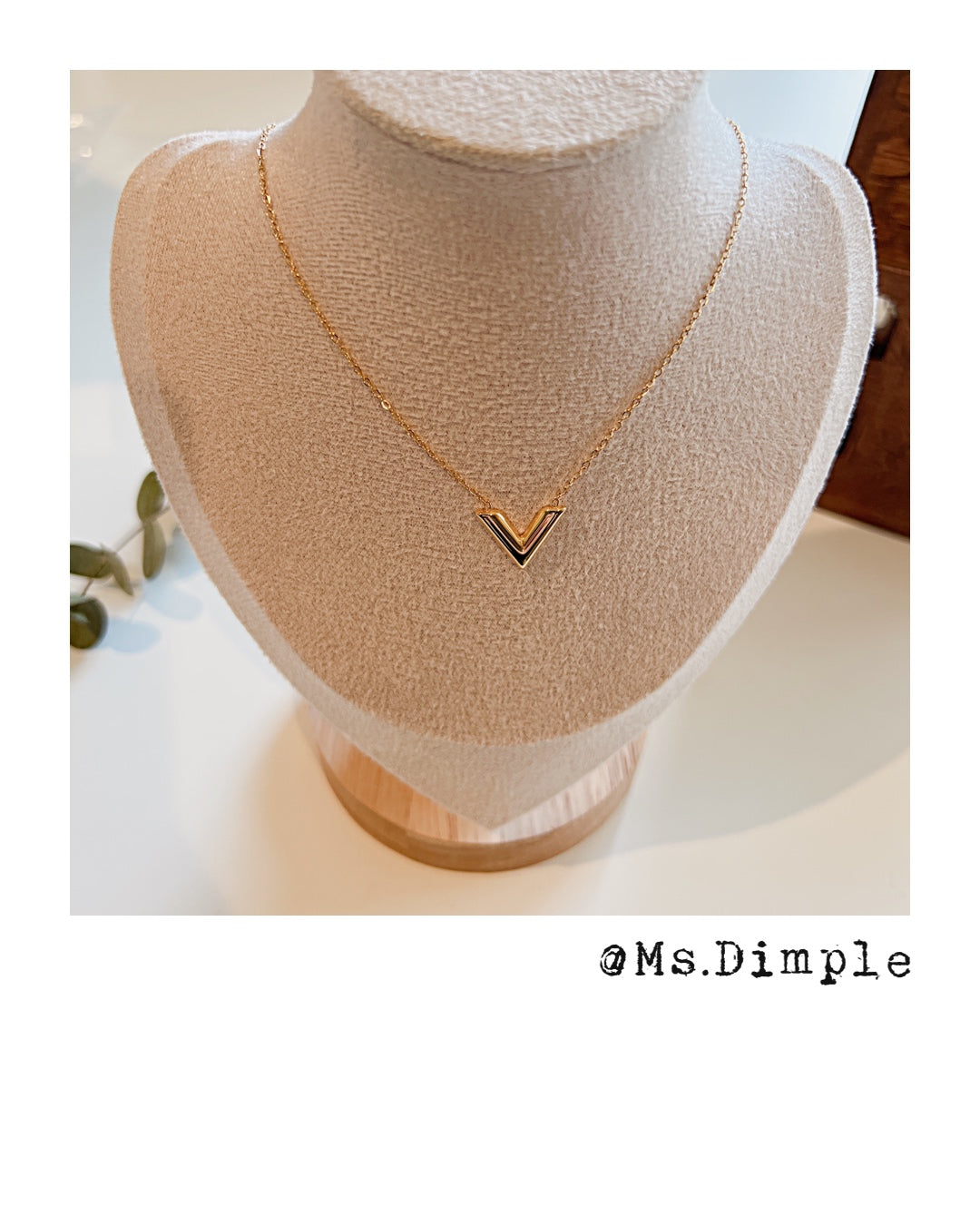 18k Gold Plated Stainless Steel V Shape Stylish Luxury Necklace