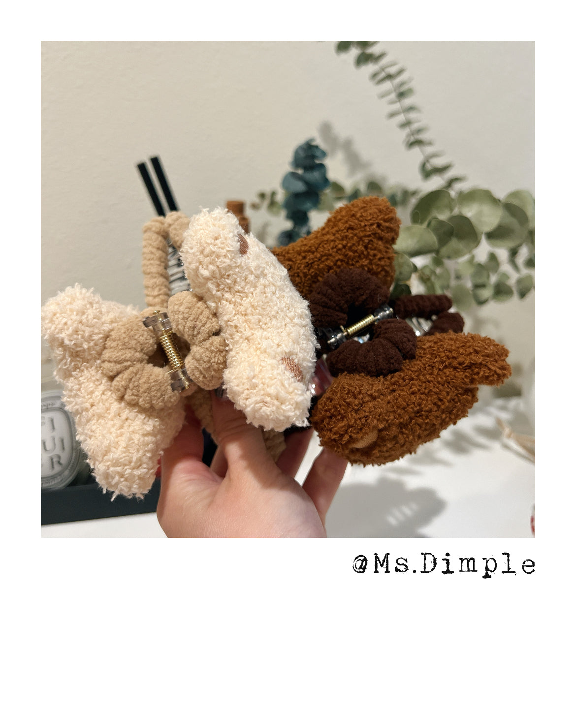 Cute Fluffy Beige And Brown Teddy Bear Claw Clips