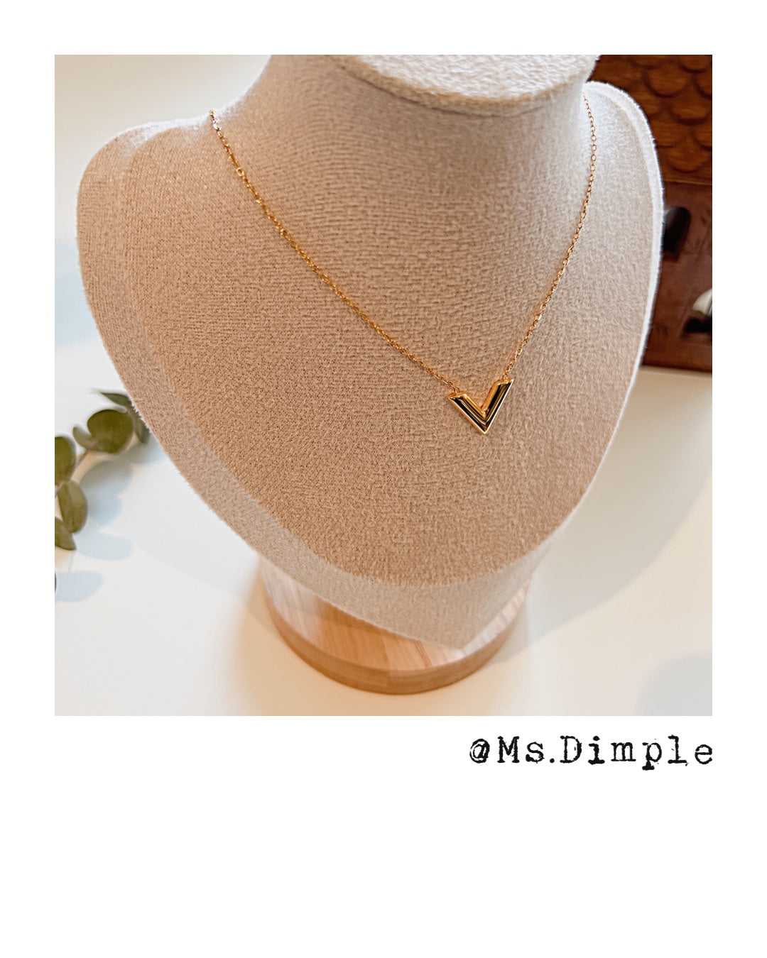 18k Gold Plated Stainless Steel V Shape Stylish Luxury Necklace