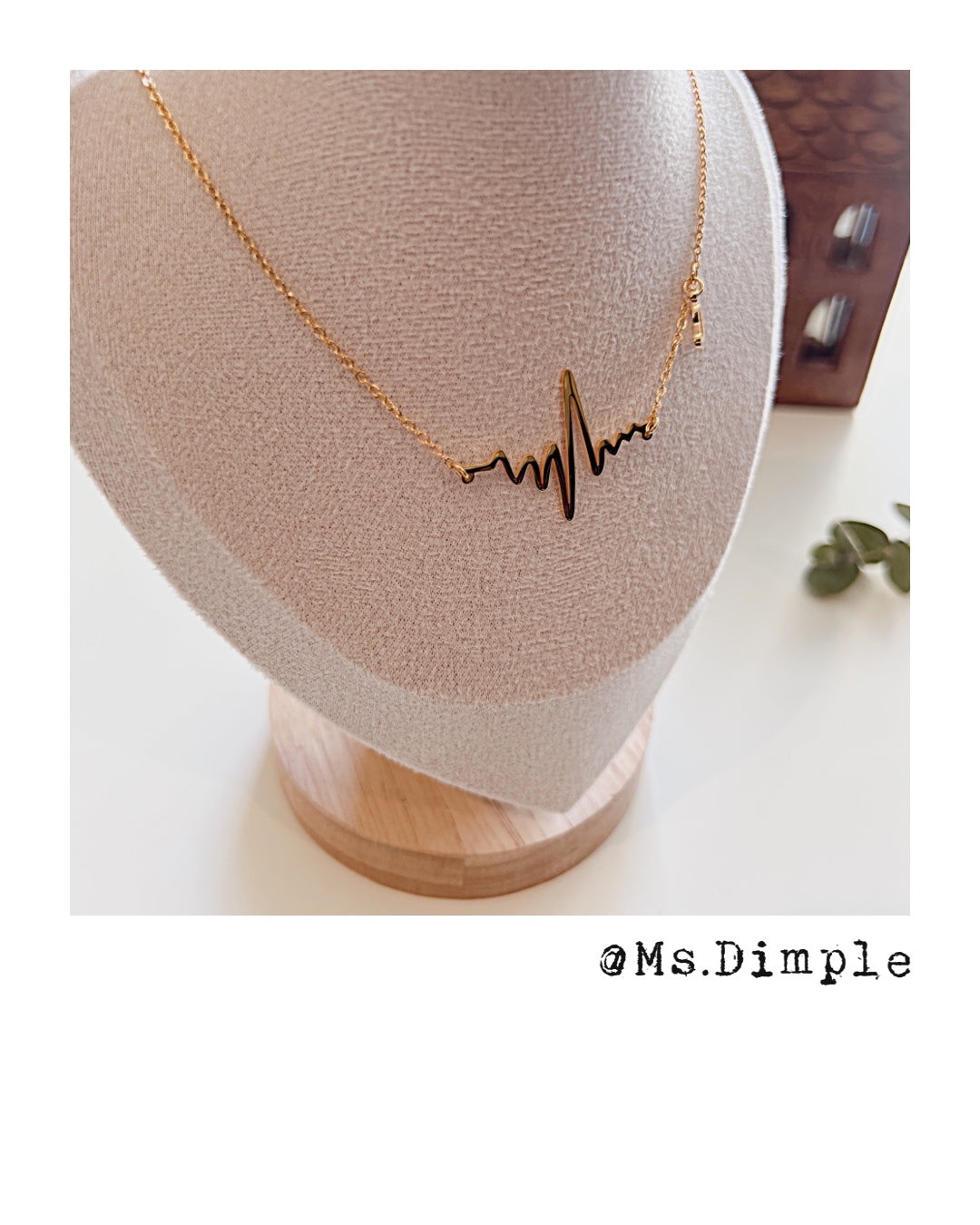 18K Gold Plated Stainless Steel Heartbeat EKG Necklace