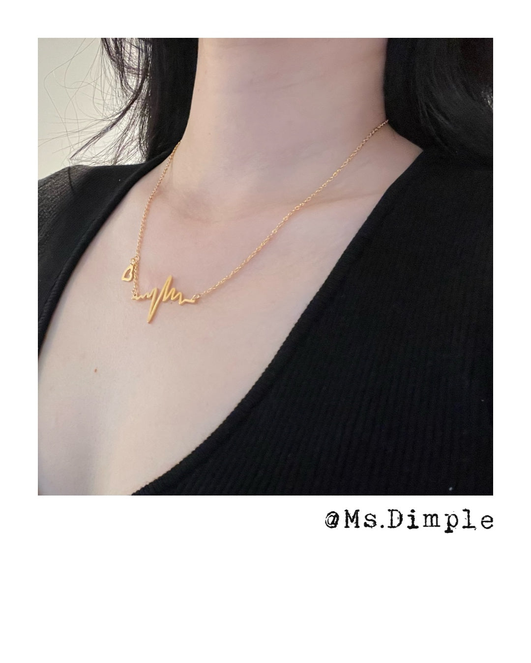 18K Gold Plated Stainless Steel Heartbeat EKG Necklace