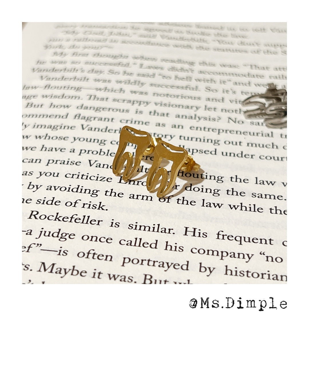 18k Gold Plated Stainless Steel Dentist Cute Tooth Earrings/Studs