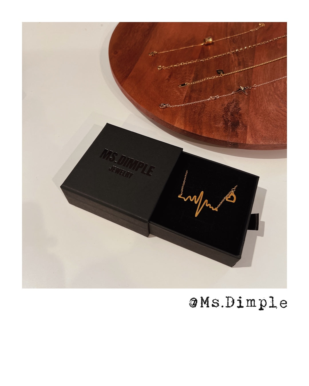 18K Gold Plated Stainless Steel Heartbeat EKG Necklace