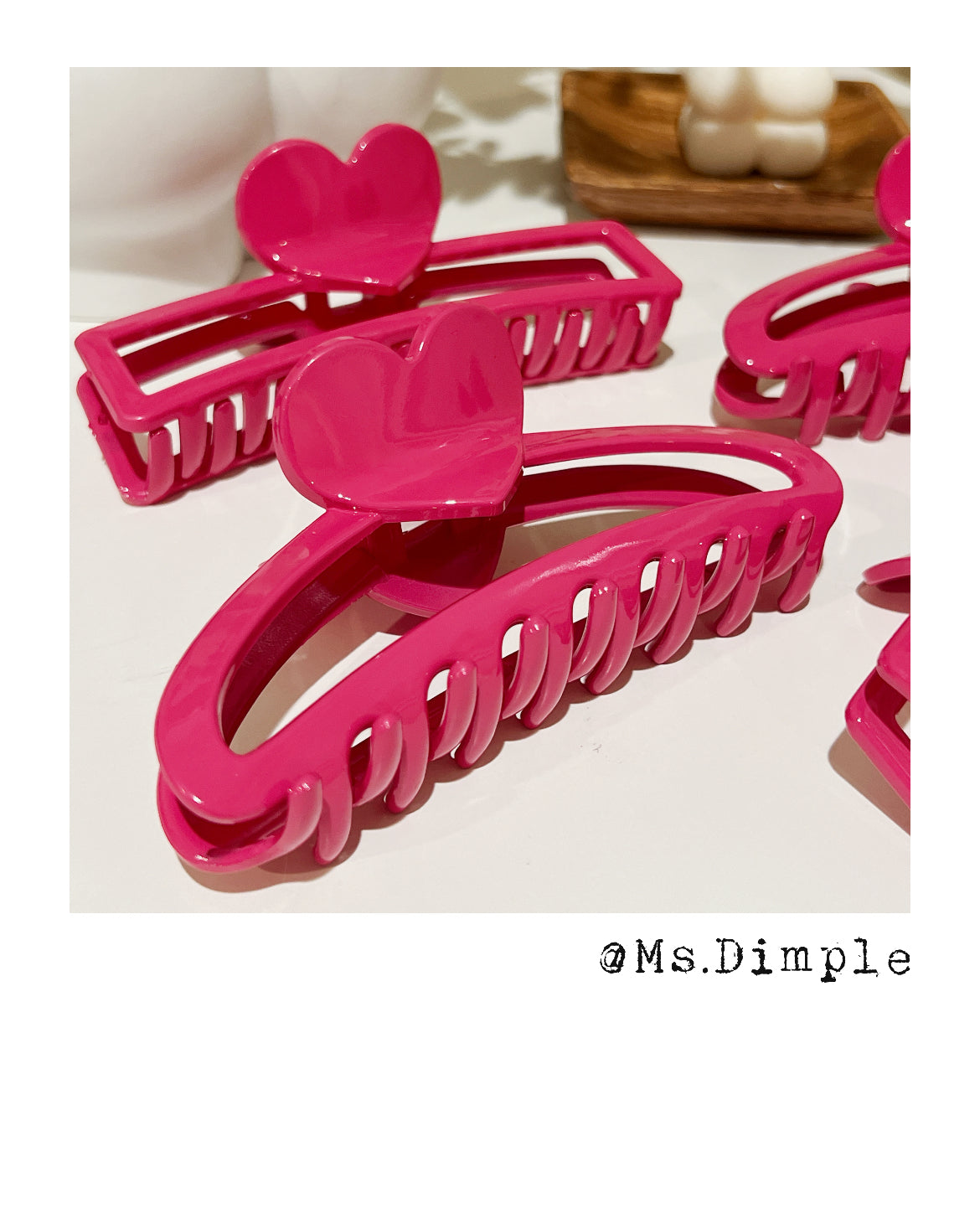 Big Pink Heart Valentines Day Hair Claw Clip