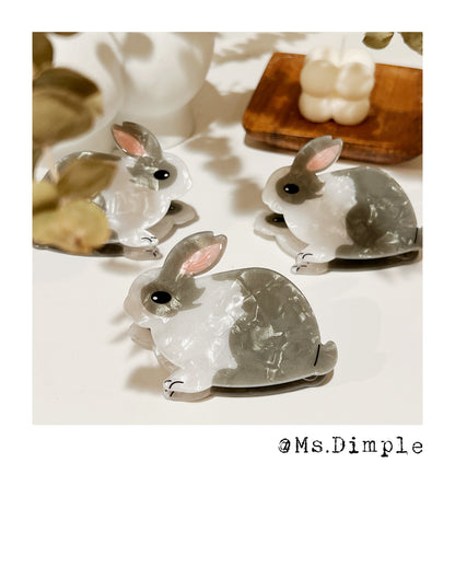 Gray Small Rabbit Bunny Hair Claw Clip