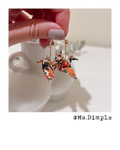 18k Gold Plated Handmade Lucky Blessing Origami Earrings