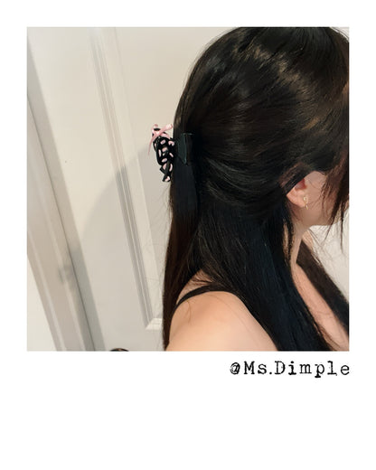 Small Blackpink Ribbon Hair Claw Clip