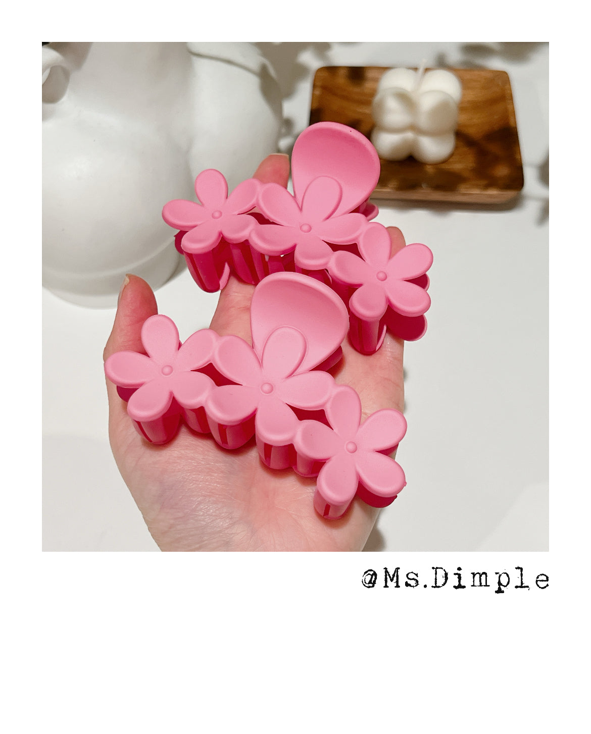 Pink Flowers Hair Claw Clip