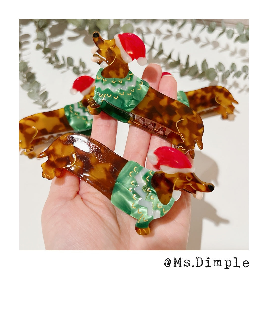 Cute Small Christmas Xmas Dachshund Dog Lover Hair Claw Clip