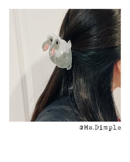 Gray Small Rabbit Bunny Hair Claw Clip