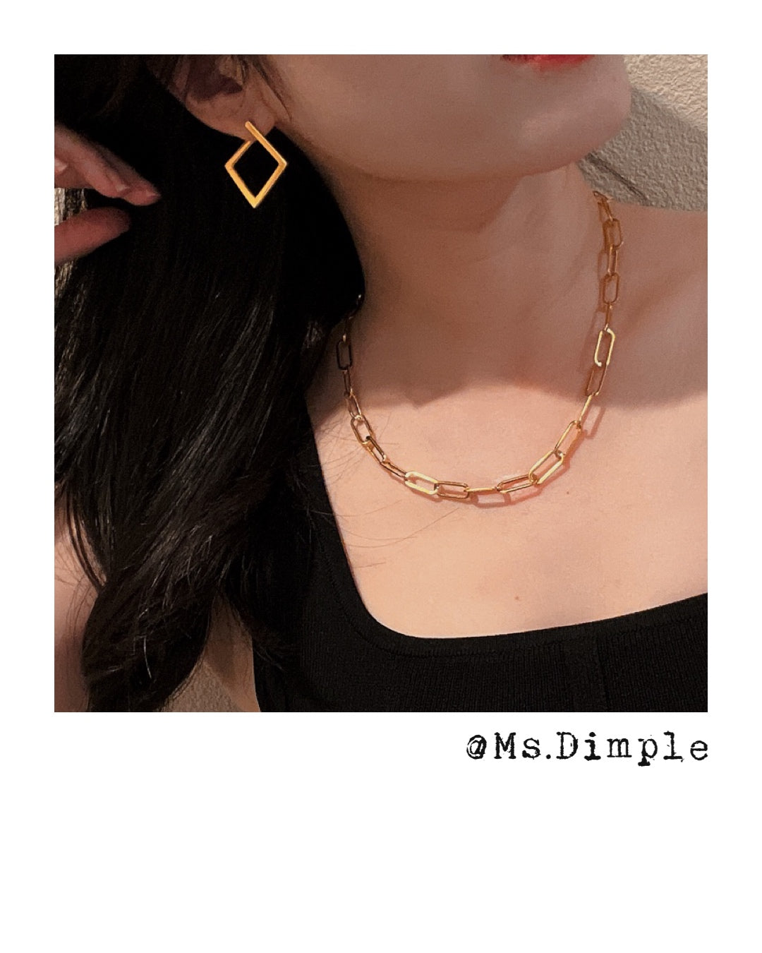 18K Gold Plated Paper Clip Chain Link Necklace