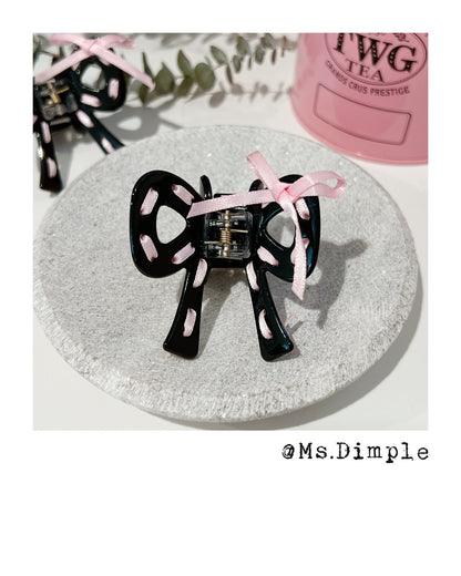 Small Blackpink Ribbon Hair Claw Clip