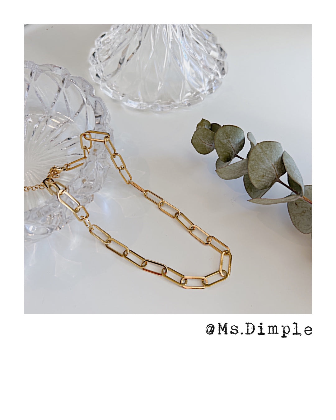 18K Gold Plated Paper Clip Chain Link Necklace