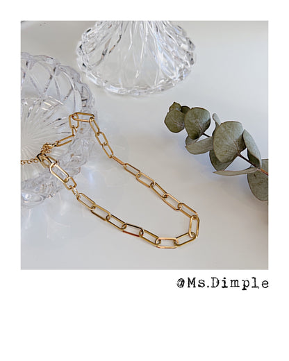 18K Gold Plated Paper Clip Chain Link Necklace