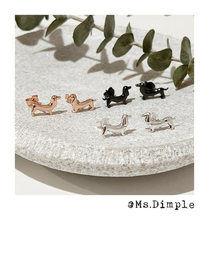 S925 Unique Dachshund Lover Studs Earrings