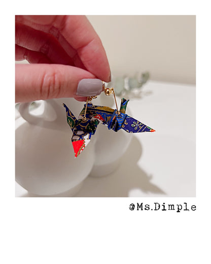 18k Gold Plated Handmade Lucky Blessing Origami Earrings