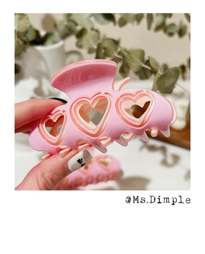 Valentines Day Pink Heart Hair Claw Clip