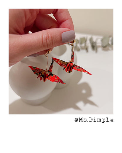 18k Gold Plated Handmade Lucky Blessing Origami Earrings