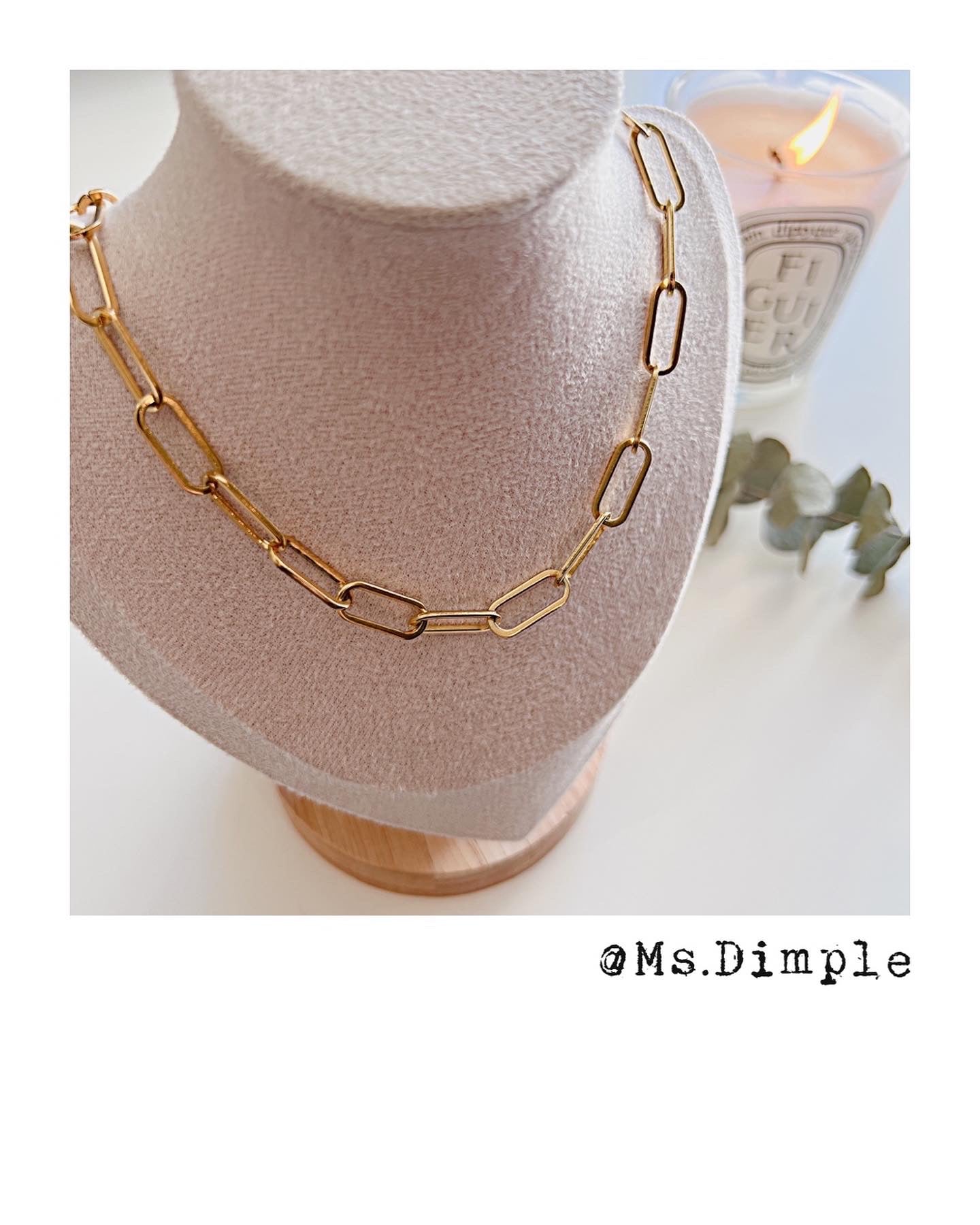 18K Gold Plated Paper Clip Chain Link Necklace