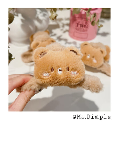 Fluffy Cute Brown Bear Hair Claw Clip