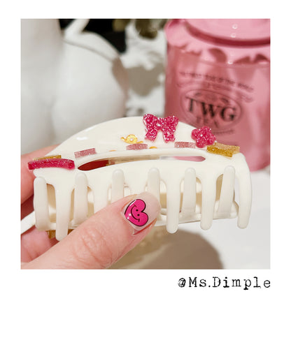 White Kitty Hair Claw Clip