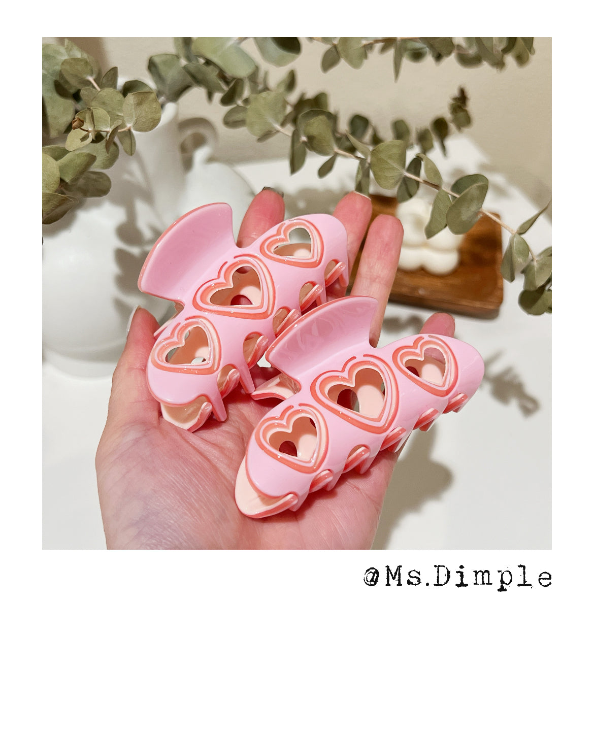 Valentines Day Pink Heart Hair Claw Clip