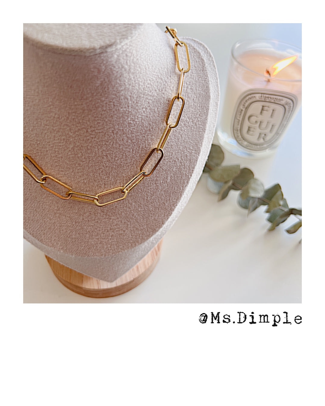 18K Gold Plated Paper Clip Chain Link Necklace