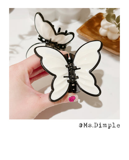 3D Butterfly Black And White Hair Claw Clip