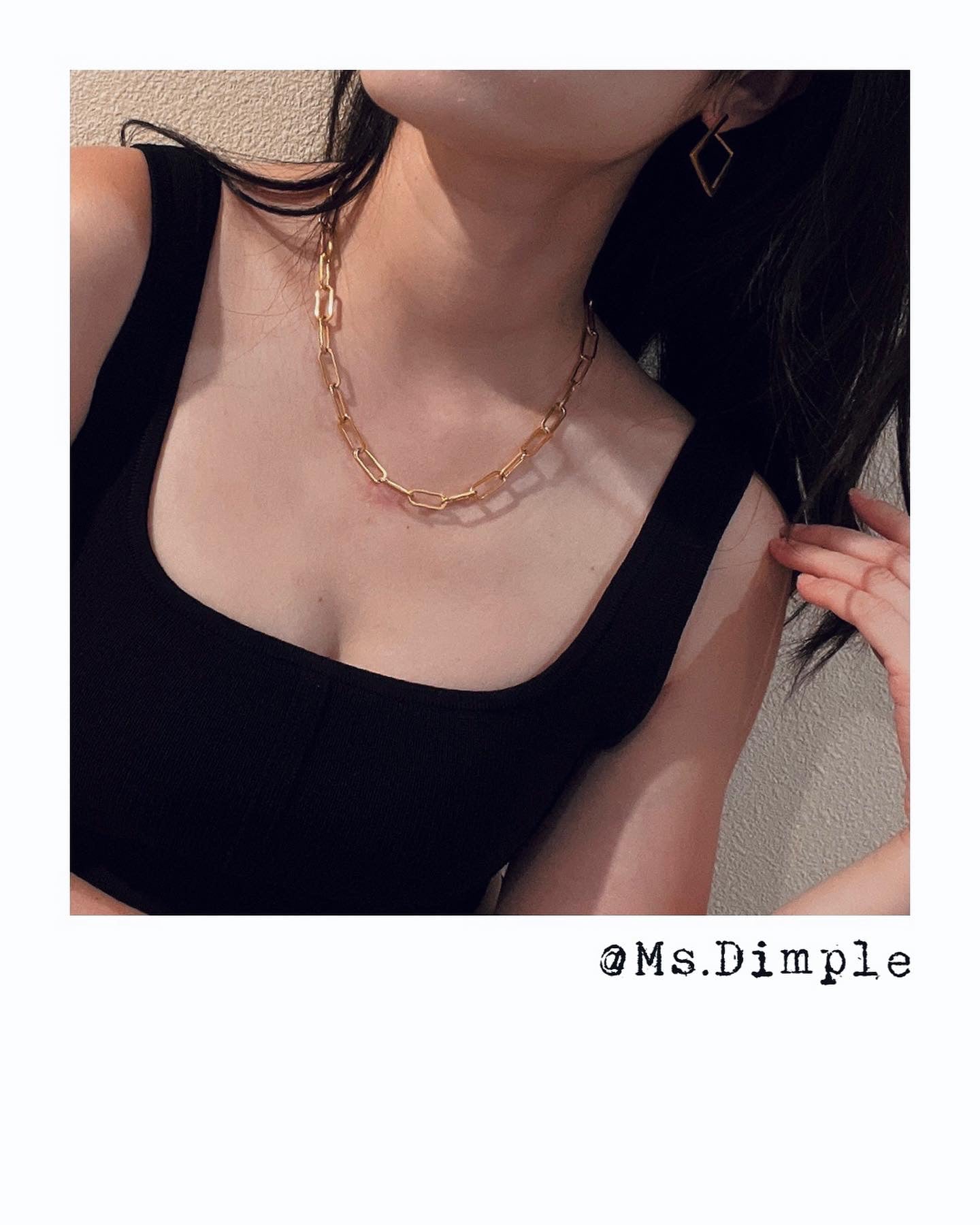 18K Gold Plated Paper Clip Chain Link Necklace